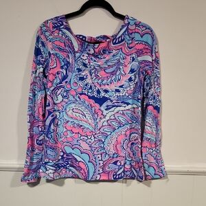 Lilly Pulitzer Pink and Blue Paisley Blouse
